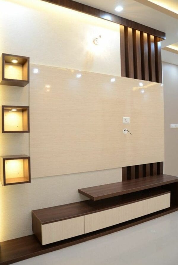 TV Unit Premium wallnut louver  FinishTV (6*7) - Image 3